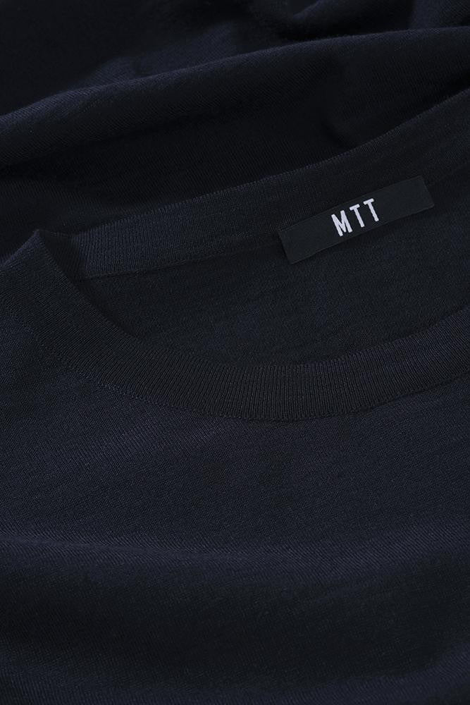 STRICK-Merino-Reise-T-Shirt Marineblau