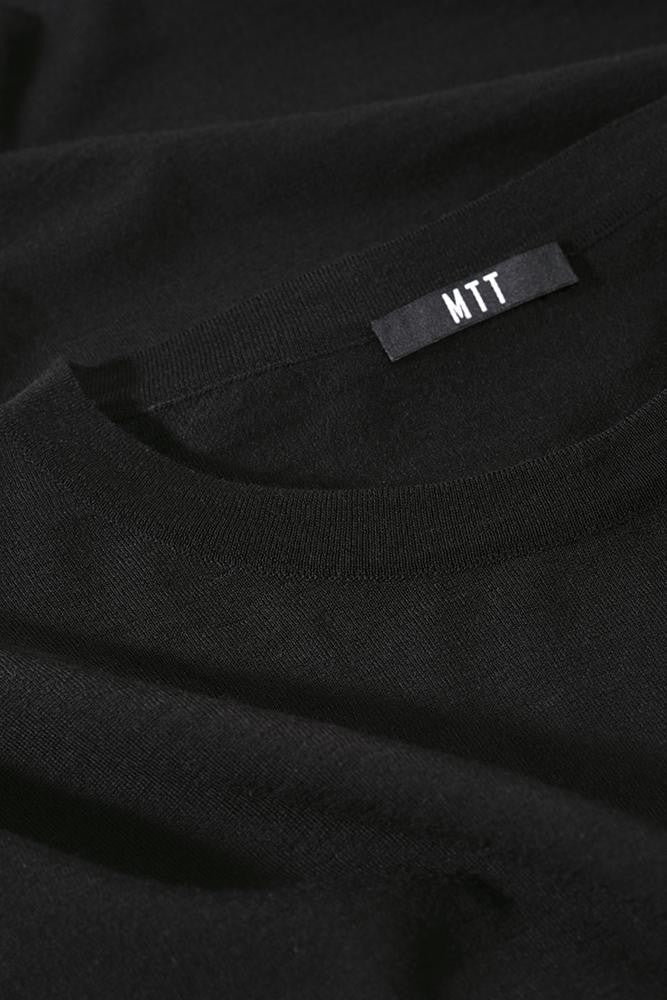 STRICK-Merino-Reise-T-Shirt Schwarz